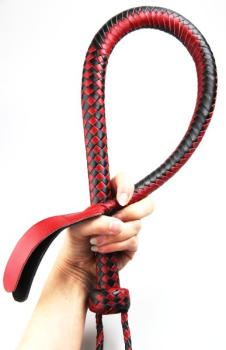 Kantschu Single Tail Whip - mit Klatsche 90cm in Schwarz und Rotschwarz