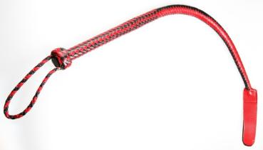 Kantschu Single Tail Whip - mit Klatsche 90cm in Schwarz und Rotschwarz