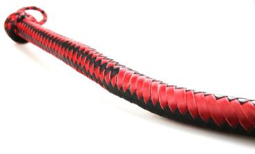 Kantschu Single Tail Whip - mit Klatsche 90cm in Schwarz und Rotschwarz