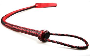 Kantschu Single Tail Whip - mit Klatsche 90cm in Schwarz und Rotschwarz